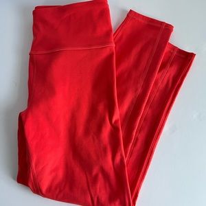 Gap Fit Activewear Red Orange Cropped Leggings Small Perforated Blackout Tech